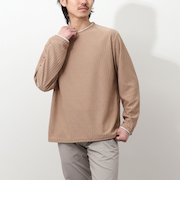 ウェーブ柄ジャガード　ダブルネック　ロンＴ