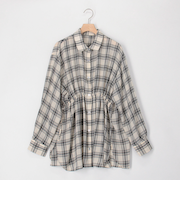 ウエスト絞りチェックシャツ