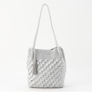 メタリック柄編みトートバッグ