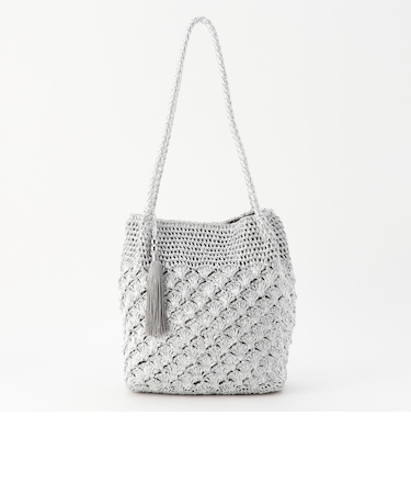 メタリック柄編みトートバッグ