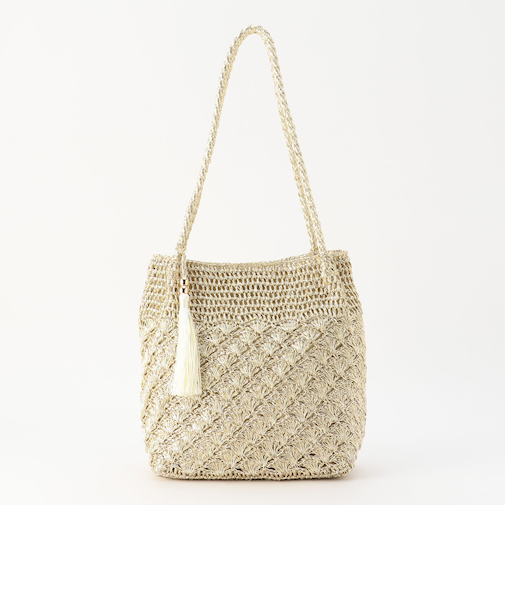 メタリック柄編みトートバッグ