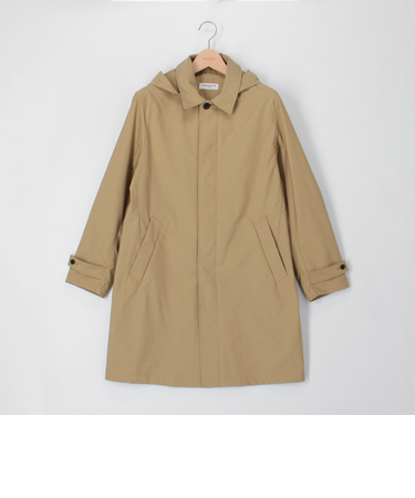 《ビジカジ対応》《撥水加工》フード付きステンカラーコート