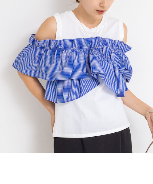 マルチWAYストライプフリルトップス