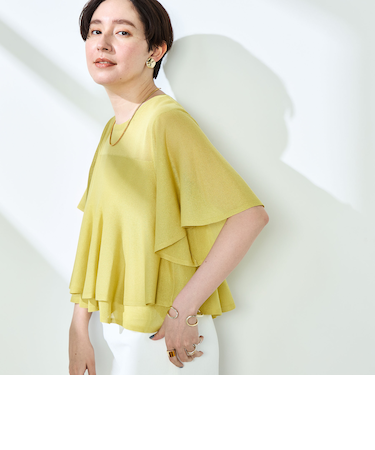 シアーティアードプルオーバーニット