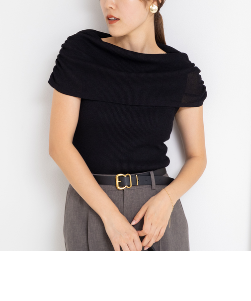 ◇【WEB限定カラーあり】《手洗い可能》シアーオフショルプルオーバーニット