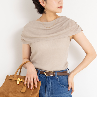 ◇【WEB限定カラーあり】《手洗い可能》シアーオフショルプルオーバーニット