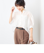 5分袖衿フリルブラウス