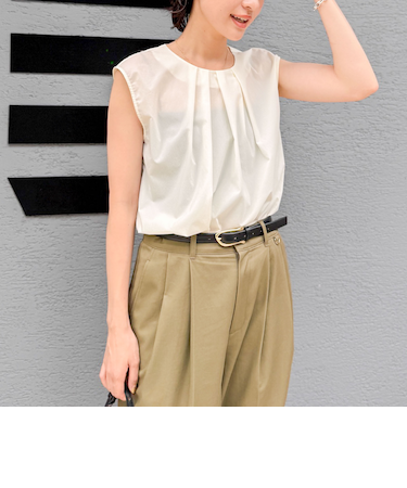 《セットアップ対応》撥水ストレッチタフタタックブラウス