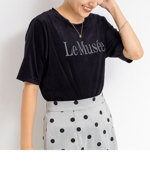 シアートリコットベロアプリントTシャツ