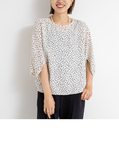 ウォッシャブルバックサテンコクーンブラウス