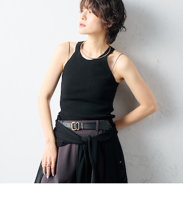 《アンサンブル対応》《手洗い可能》イタリー糸ホルターネックタンクトップ