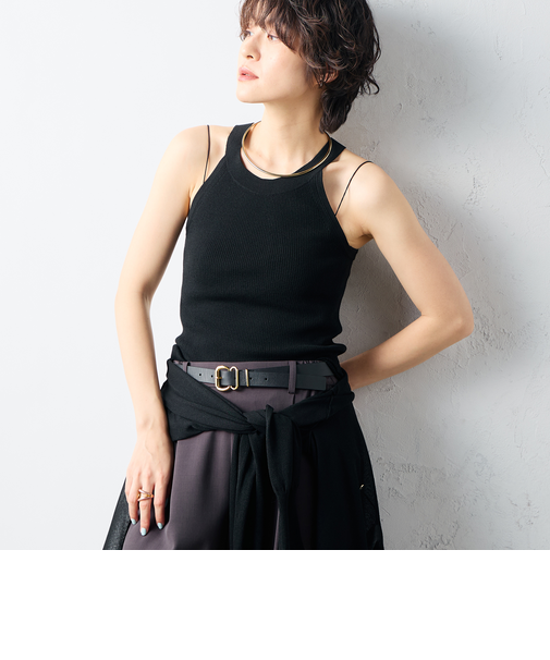 《アンサンブル対応》《手洗い可能》イタリー糸ホルターネックタンクトップ