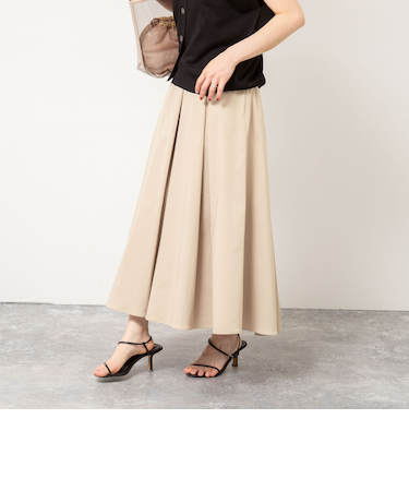 【追加】ウォッシャブルタフタタックフレアスカート