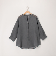シアーリネンライク後ろリボンシャツ