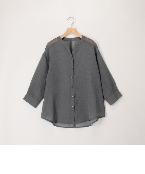 シアーリネンライク後ろリボンシャツ