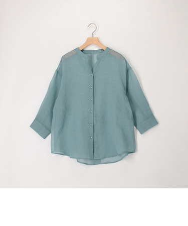 シアーリネンライク後ろリボンシャツ