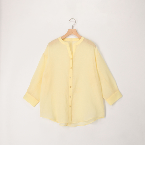 シアーリネンライク後ろリボンシャツ