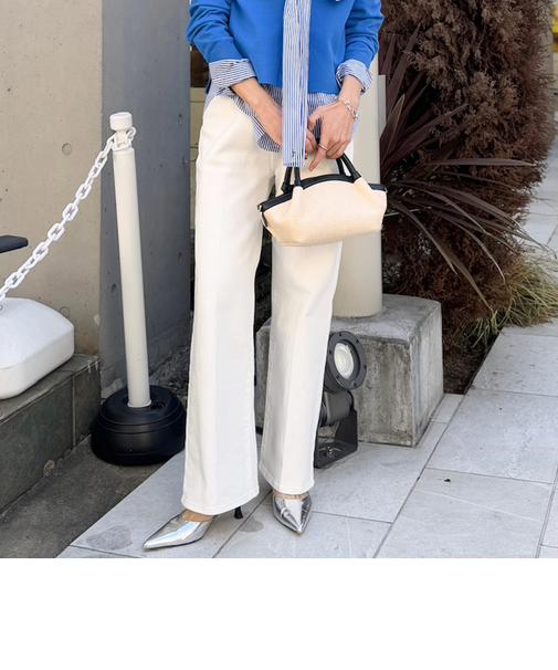 【RM denim】センタープレスハイウエストデニム