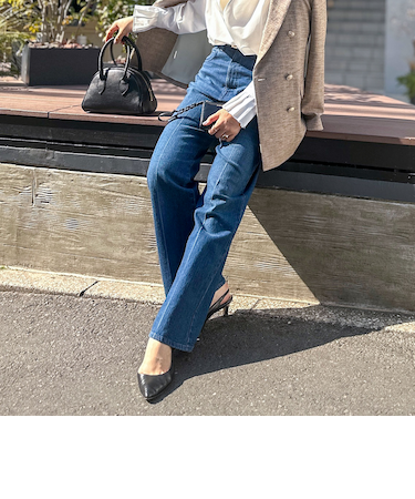 【RM denim】センタープレスハイウエストデニム