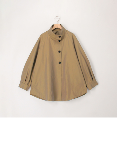 スタンドカラーラグランスリーブコート