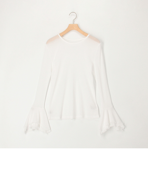 袖ペプラムシアープルオーバーカットソー