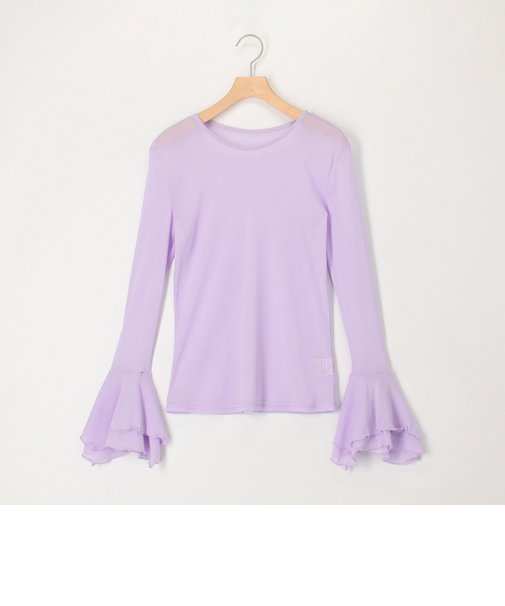 袖ペプラムシアープルオーバーカットソー