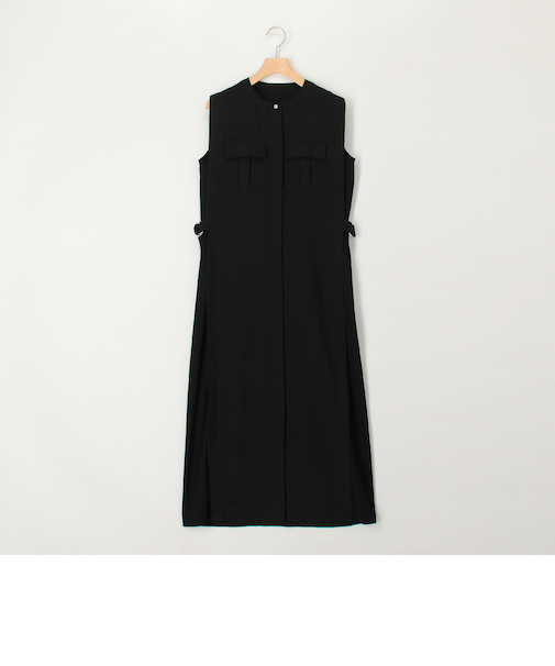 麻調×リブ切替ワンピース