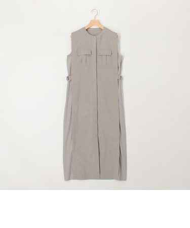 麻調×リブ切替ワンピース