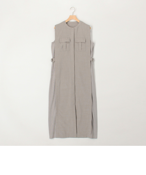 麻調×リブ切替ワンピース