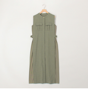 麻調×リブ切替ワンピース