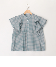 シアーチェックフリルブラウス