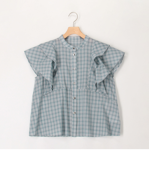 シアーチェックフリルブラウス