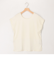 サテン×スムース二重プルオーバーカットソー