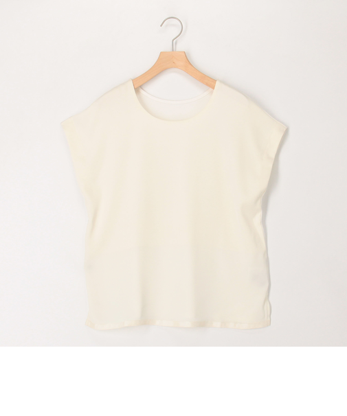 サテン×スムース二重プルオーバーカットソー