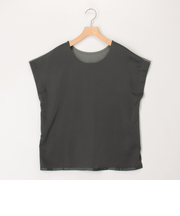 サテン×スムース二重プルオーバーカットソー