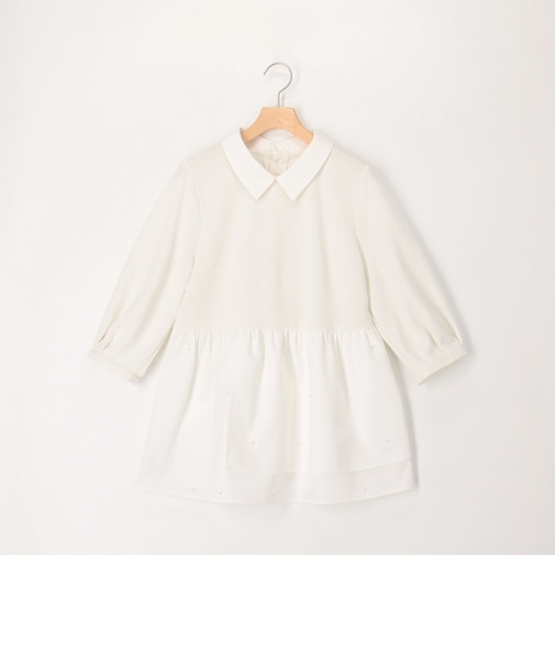 パールスタッズ襟付きブラウス