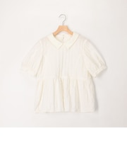 カットジャガード衿付きウエスト切替ブラウス