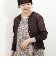 配色リネンタッチシアーカーディガン