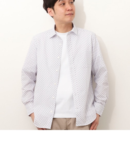 サッカープリント　レギュラーカラーシャツ