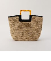 樹脂ハンドルパールビーズ編みバッグ