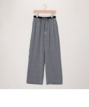 《セットアップ対応》リネンライクシャンブレーワイドパンツ