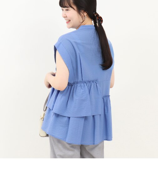 ワンダーウェーブクロスアシメペプラムブラウス