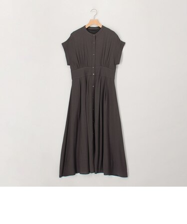 麻調フィット＆フレアワンピース