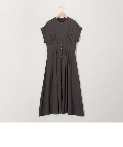 麻調フィット＆フレアワンピース
