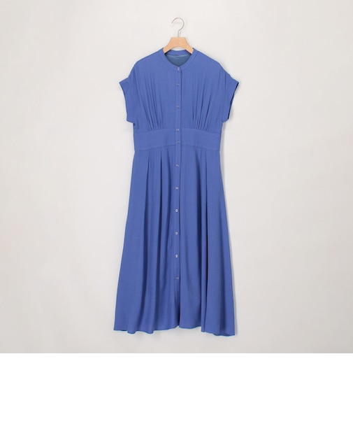 麻調フィット＆フレアワンピース