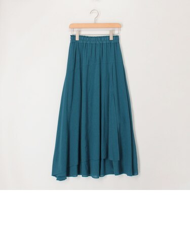 麻調シアーラップ風フレアスカート