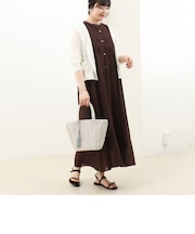 麻調シアーボイルピンタックワンピース