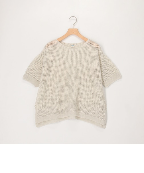 ホールガーメントラメ入りメッシュプルオーバーニット