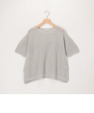 ホールガーメントラメ入りメッシュプルオーバーニット