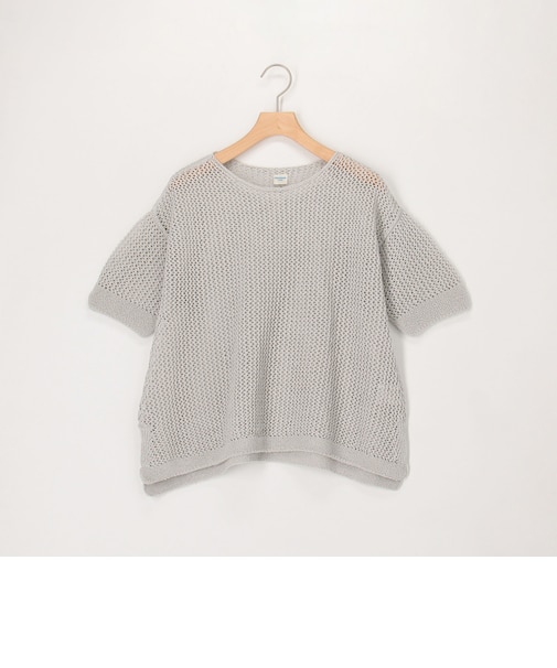 ホールガーメントラメ入りメッシュプルオーバーニット